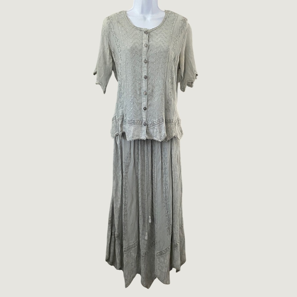 Bohemian Skirt‎ Set Small Fairycore Renaissance Faire Embroidered Vintage Boho